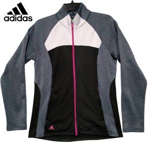Adidas Golf Climawarm Women's Medium Full Zip Jacket Zip Pockets 3 Stripe